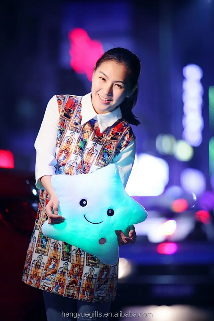 Valentine's Day Creative 34CM Glowing Pillow Led Light Colorful Luminous Stars Plush Toys For Kids Children