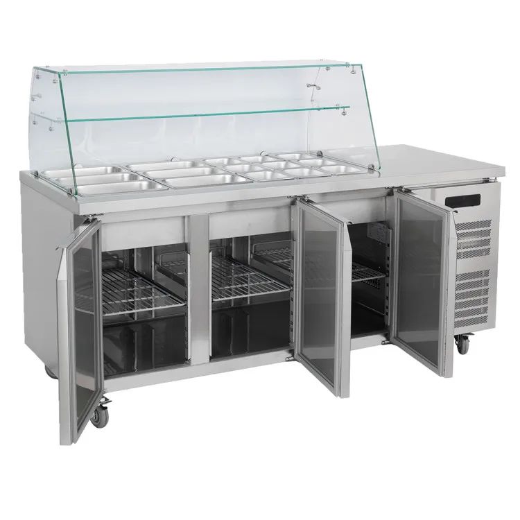 Commercial Buffet Salad Prep Table Refrigerator Commercial 3 Doors Salad Bar Refrigerator Subway Cold Food Table