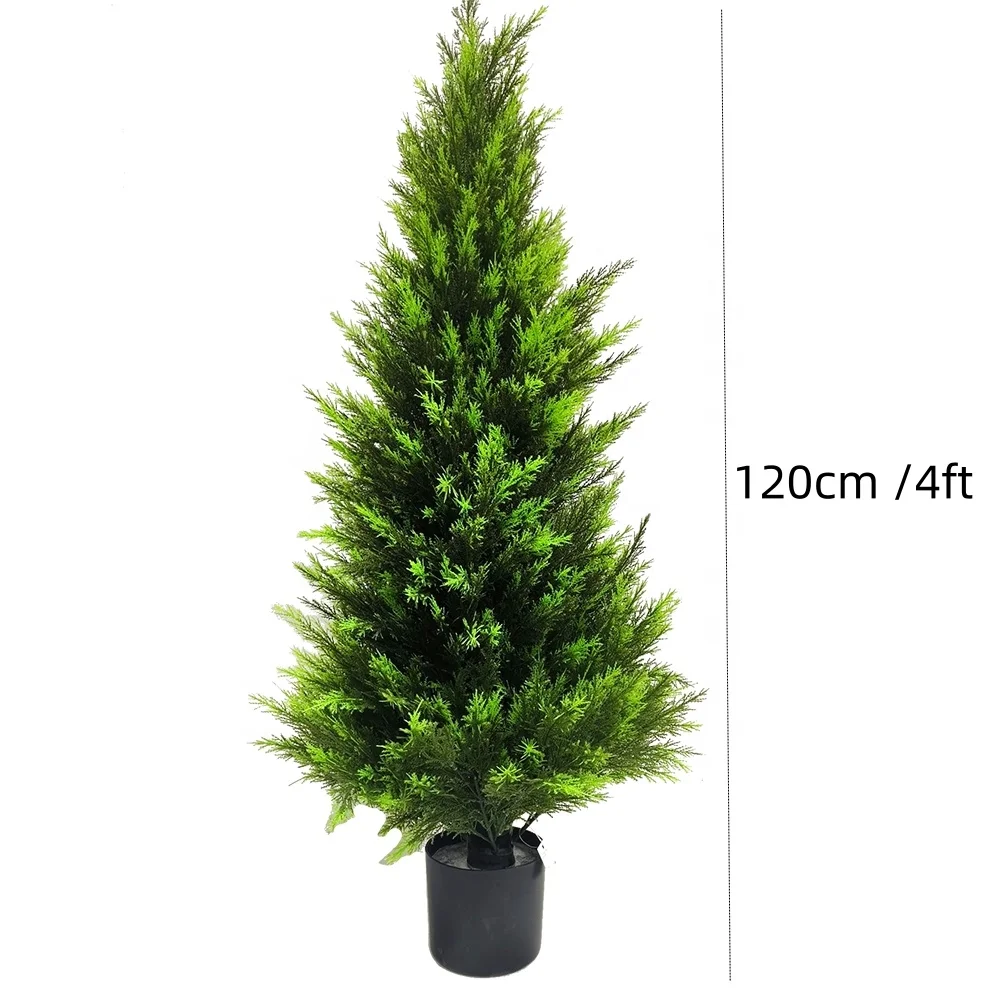 Artificial Topiary Cedar Trees Plastic Pine Plants Outdoor UV Protection Fake Cypress Tree