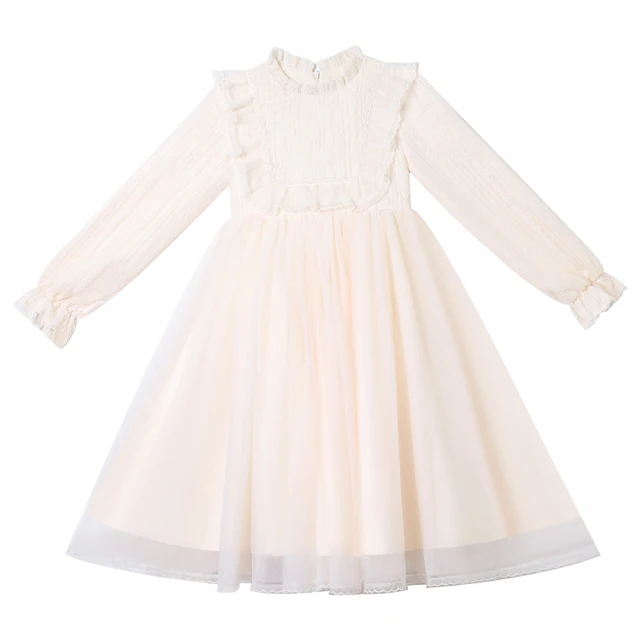 New-style Kids Laced Long Sleeved Girl Dress Winter Casual Frocks girls dresses 0-12 For Wedding