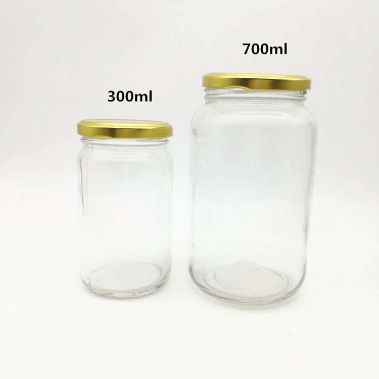 Food Grade Round Transparent 25ml to 1000ml Jam Honey Jelly Glass Storage Jar With Metal Airtight Lid