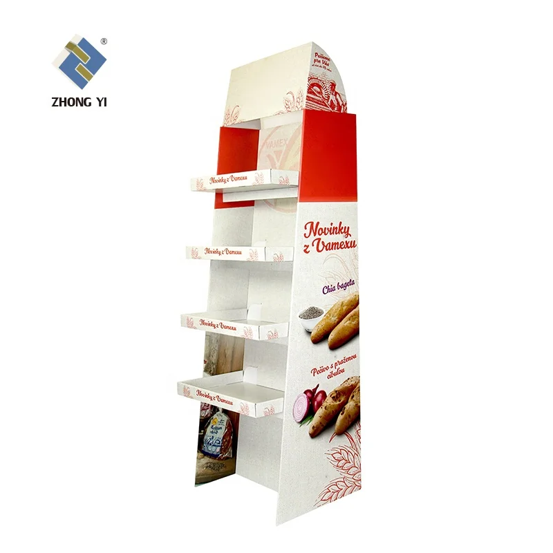 Custom Retail Pos Cardboard Product Floor Display Rack Corrugated Cardboard Display Stand Shelf