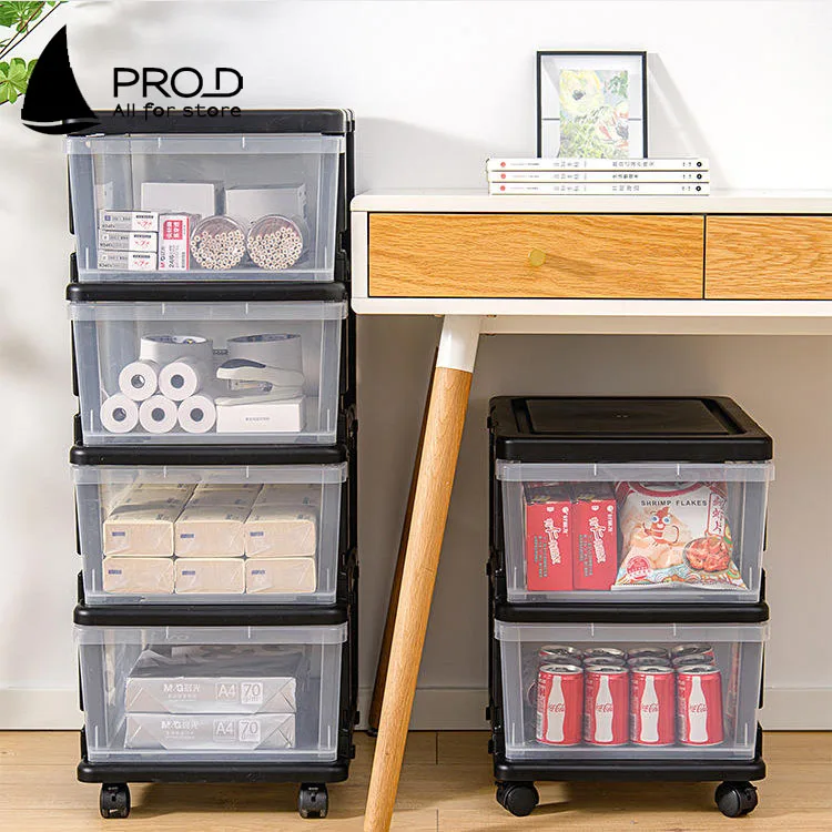 Multilayer Transparent Plastic Storage Cabinet Foldable Office File ...