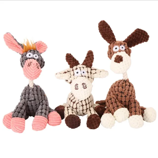 Wholesale Pet Playing Stuffed Puppy Chew Toys Donkey Dog Plush Squeaky Toys