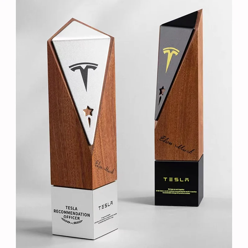 Trophées personnalisés avec base en métal argenté et socle en bois, médailles, plaques avec techniques d'impression UV WDY-0423