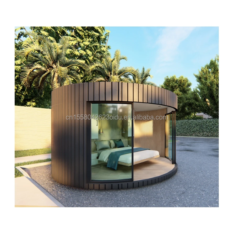 EU Prefabricated Container House Rounded Steel Design with Bedroom Bathroom Kitchen for Residential or Hotel Use for Couples
