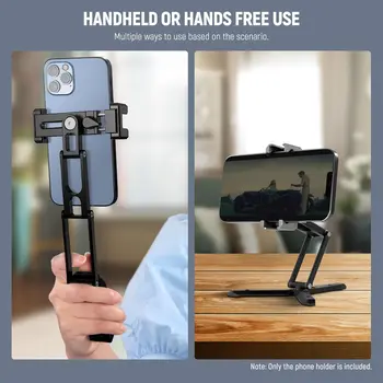 NEEWER Smartphone Tripod Mount Aluminum Alloy Rotatable Phone Stand Holder Clamp with Cold Shoe and Arca Base detail image
