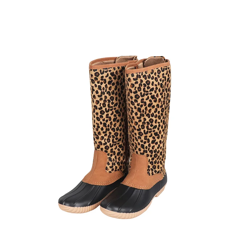 leopard tall duck boots