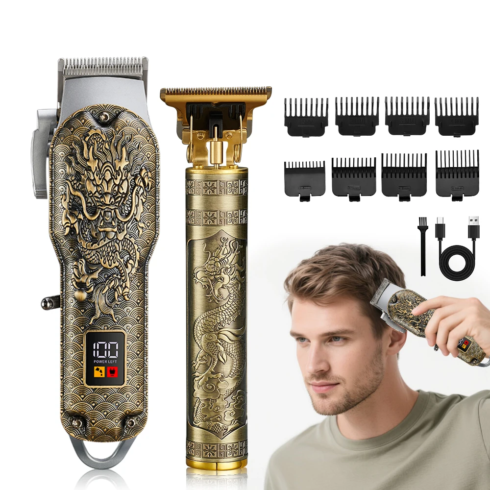 Professional Rechargeable Electric Hair for Clipper with Adjustable Blade Head Stainless Steel for Household and Hotel Use