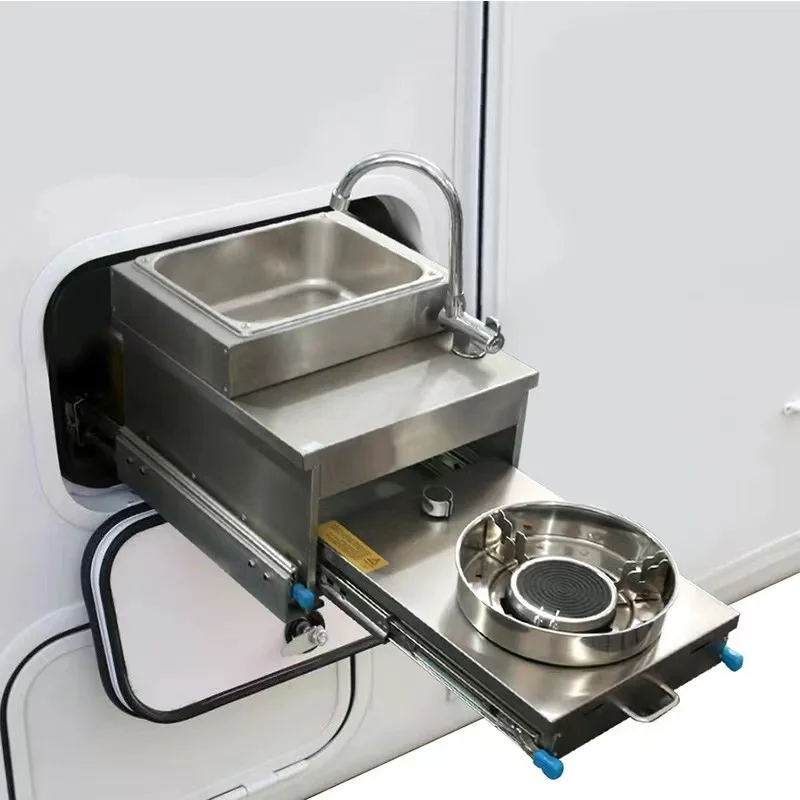 キッチン家電 camper_k5 Camper Pull-Out Kitchen Sink with Foldable Faucet & Diesel Hob
