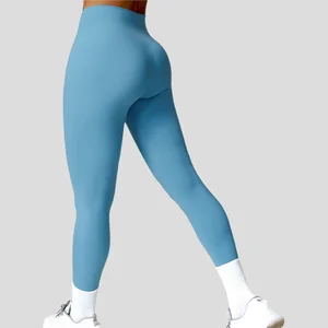 Women's High Quality Soft Skin Friendly High Waist Leggings Solid Fitness Yoga Pants Tummy Control Stretchy Fit for Running