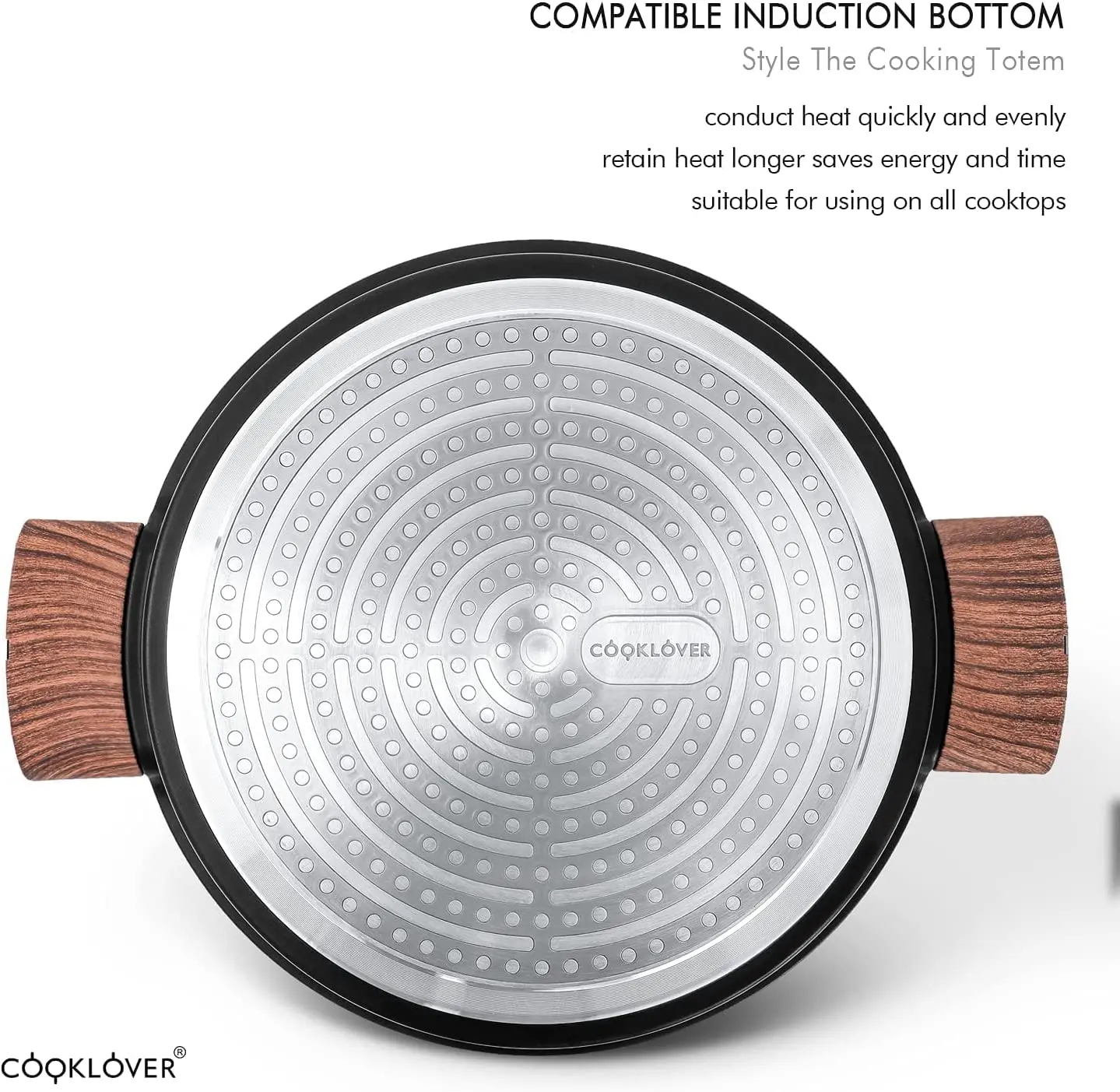 Cooklover Best Kitchen Ware Modern Induction Cooking Pot Cookware Set Glass Lid Made Aluminium Silicone Marble Bakelite Home Use