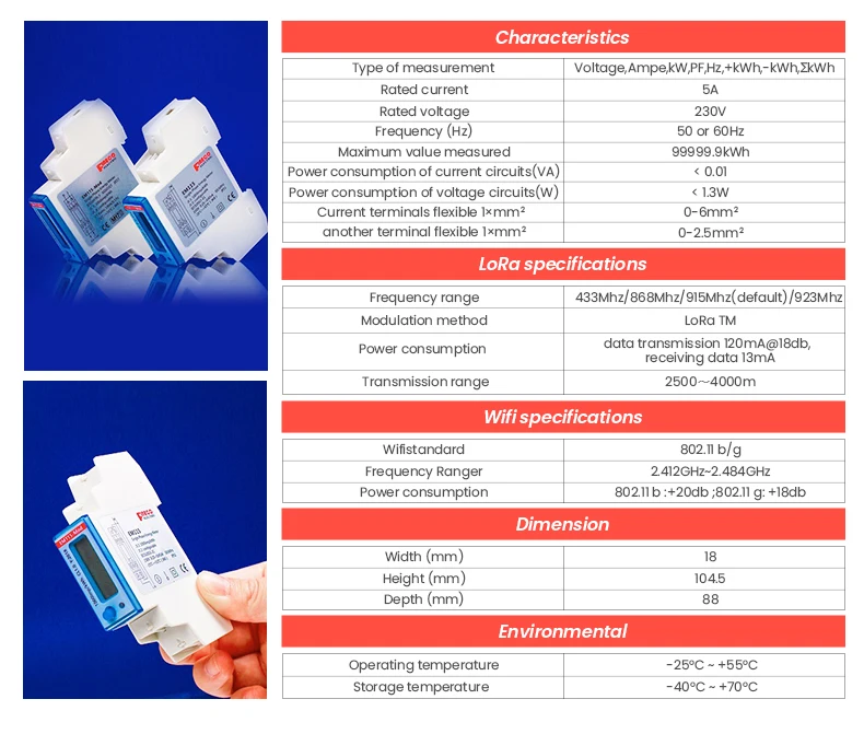 Em115-mod-wl Dc 230v 45a Single Phase Wifi Kwh Meter Smart Wifi Energy ...