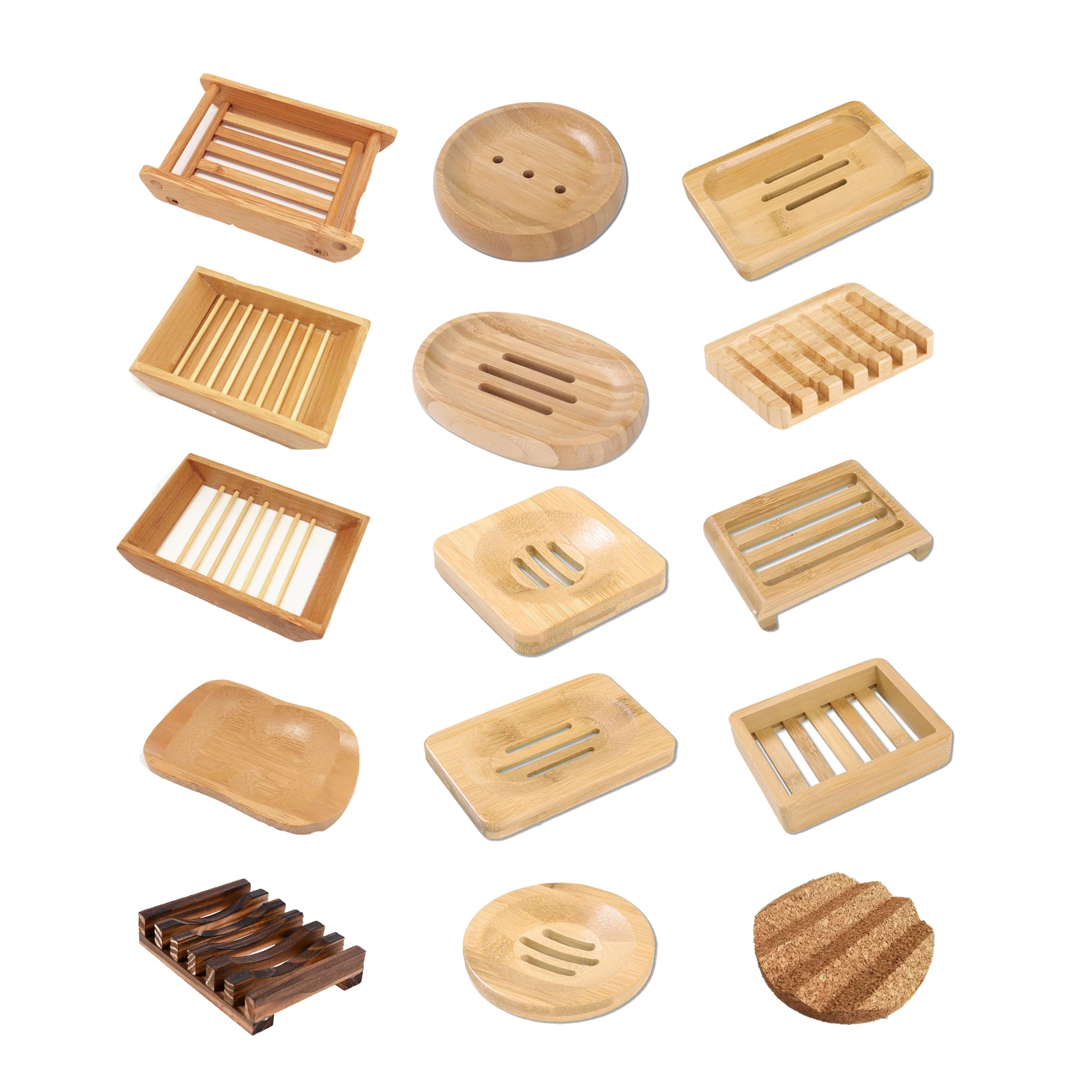 Natural Bamboo Soap Dishes For Bathroom Shower With Wooden Wood Bar