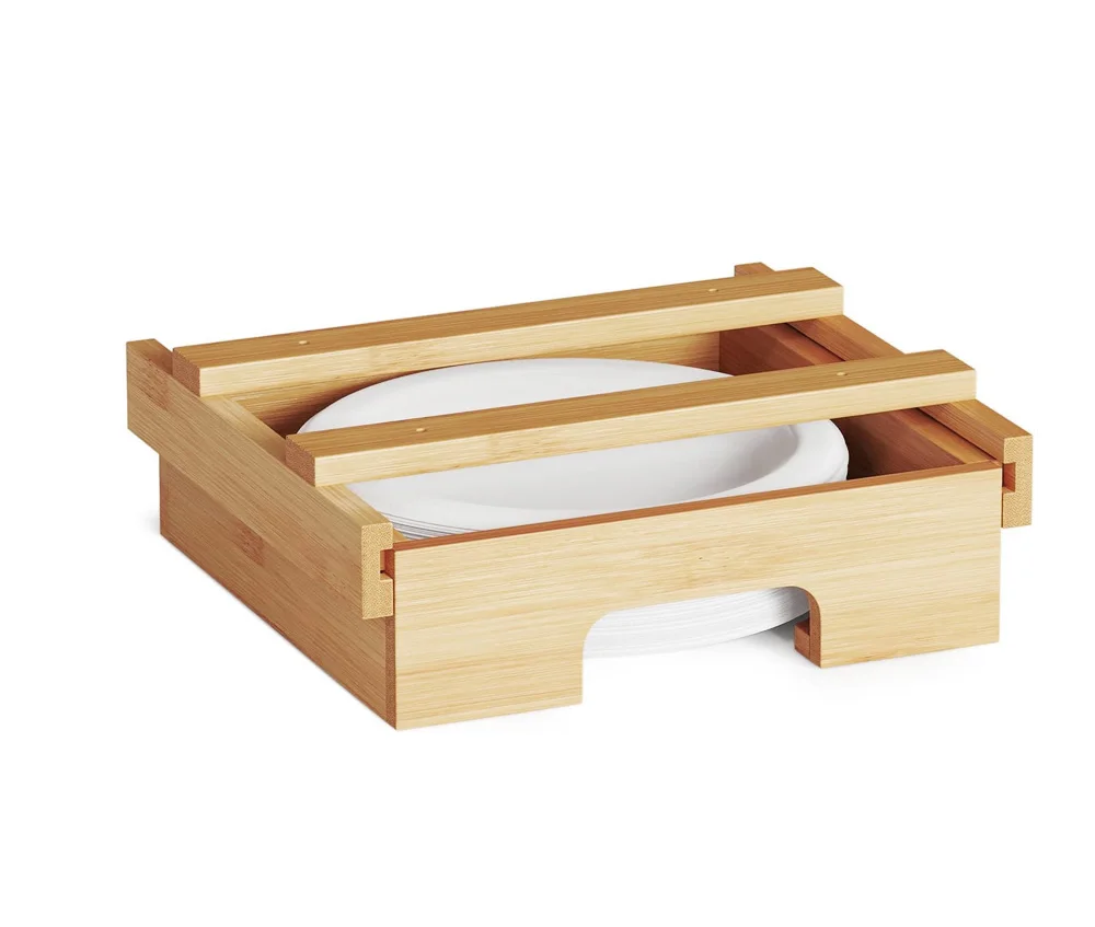 Rayshine Bamboo Paper Plate Dispenser Under Cabinet Bamboo Plates ...