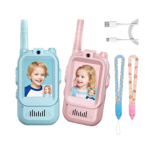 Creative Kids Video Walkie Talkie 2 Way 1500FT Range Cool Voice Effects Intercom 3-12 Years Old's Christmas Gifts 500-1000mAh