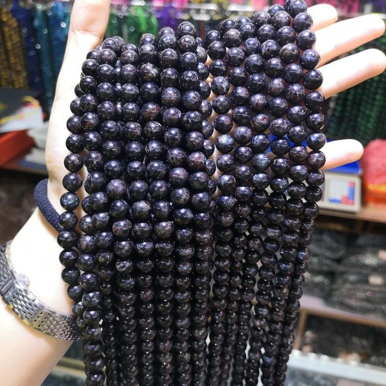 Wholesale Natural Astrophyllite Hornblende Gemstone Beads Round Beads  Healing Power for Jewelry Making Bracelets Necklaces