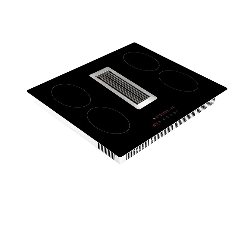 Induction Hob With Built In Downdraft Extraction Hood Ceramic Glass 4