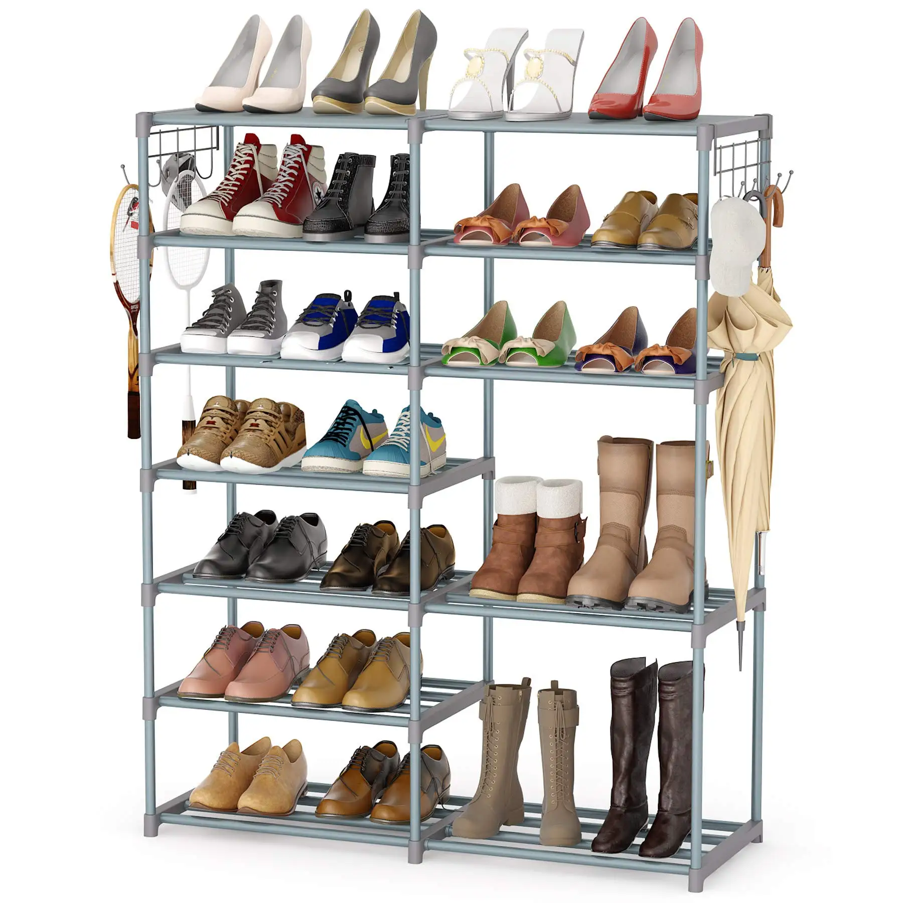 Shoe Rack Shoe Shelf outlet Shoe Storage Organizer with Side Hooks for Entryway 24-30