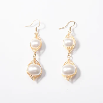 nice jewelry 18k gold plated earring ,costume diy earring with pearl