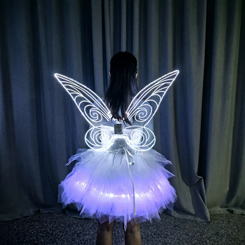 LED Glowing butterfly wings Disco Light fairy Dress bar KTV Liquor  Atmosphere Prop Stage Performance Outfit