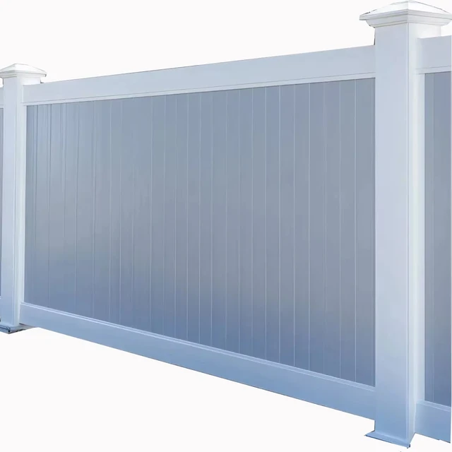 Premium Privacy New Design Vinyl Fencing 2 Tone Colour Gray or Tan PVC Picket Top Fence
