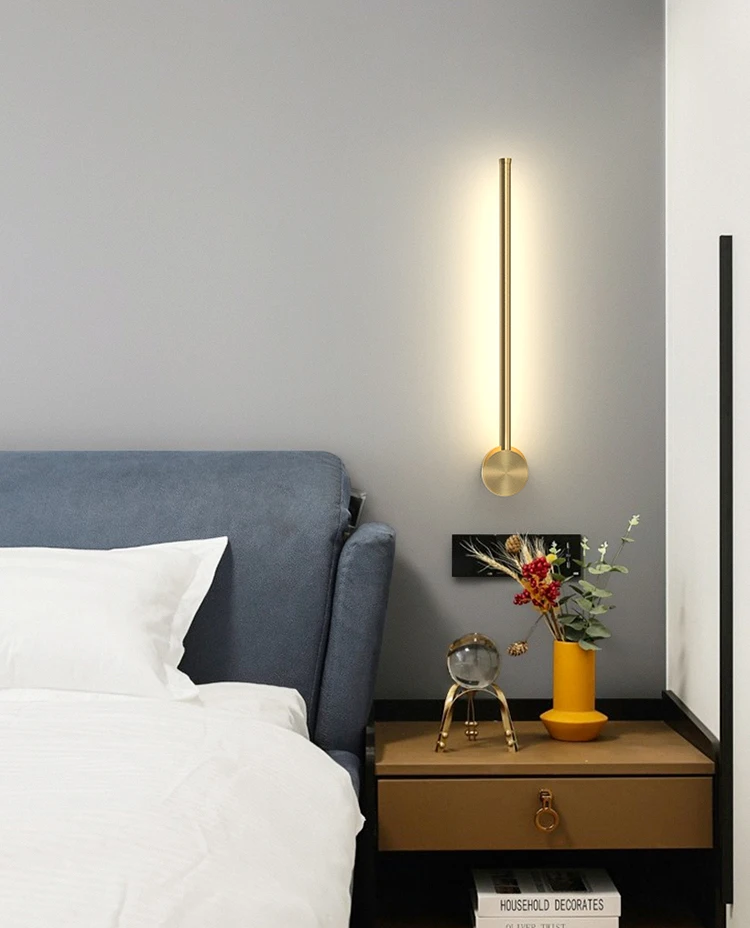 Modern salon metal art long strip luxurious wall light indoor led mirror front lamp for bedside