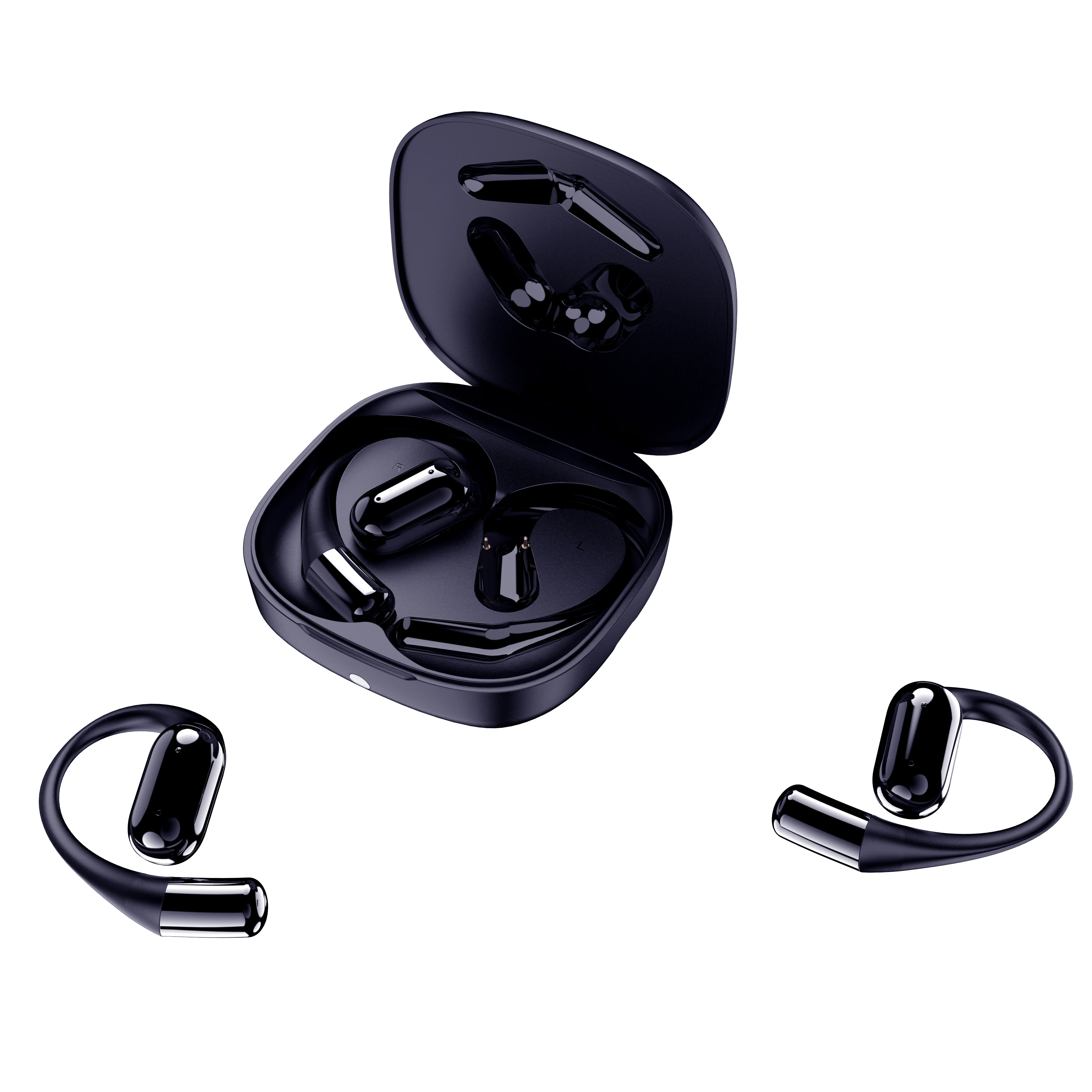 Open Ear AI Headphones with LCD Screen True Wireless Bone Conduction LED Battery Indicator for Bluetooth 5.4/6.0 Earhooks