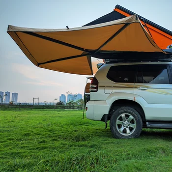 Car Camping Awning 270 Plus XL Degree Free Standing with Sides Car Roof Awning Tent 4x4 for SUV Pickup Adventure with Led Light