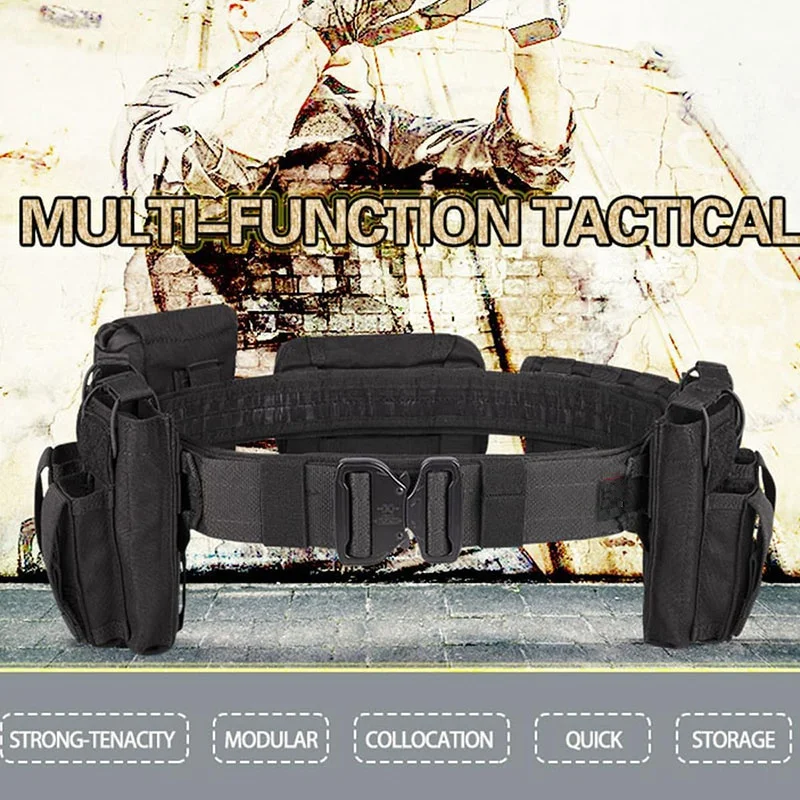 Adjustable Double-layer Nylon Tactical Belt Premium Quick Release Rigger Heavy Duty Belts for Men Security Duty Equipment
