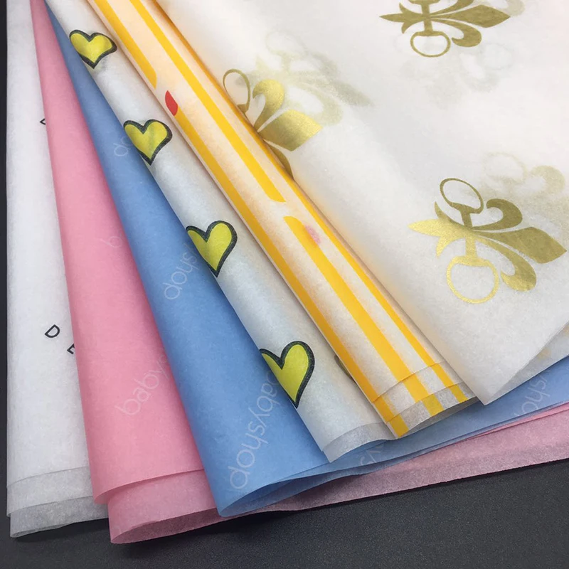 28gsm Custom Coloured Branded Names logo Tissue Paper Printed Wrapping Paper for Shoe Clothes