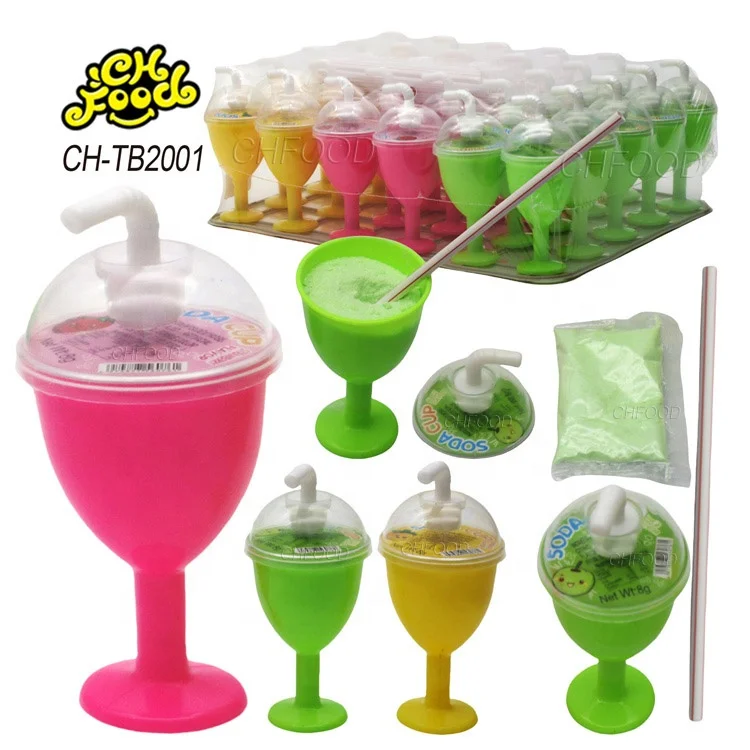 Custom Cheap Classic Toys Plastic Small Fruit Juice Drink Cup Toy with Sour Powder Candy Sweets Snack for Kids