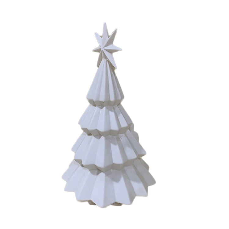 Белая светодиодная керамическая фигурка рождественской елки святой семьи