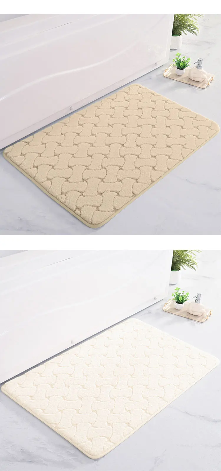  Memory Foam Bath Mat Soft Absorbent Bathroom Carpet Polyester Absorbent Bones-shaped Rabbit Hair Bath Blanket Mat factory