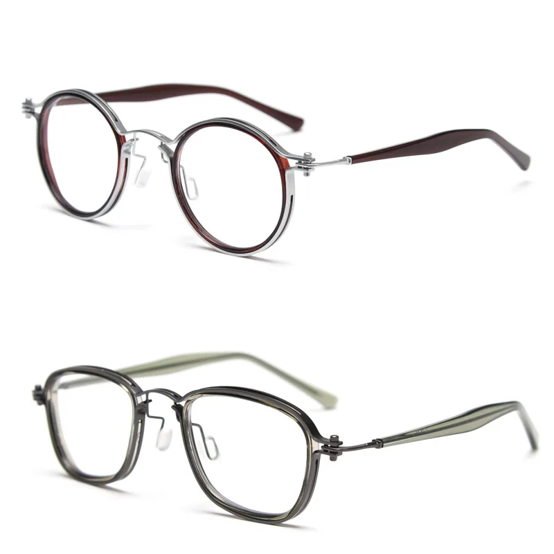 Handmade Plate Foot Personality Retro Metal Flat Mirror Punk Myopia Glasses Frame