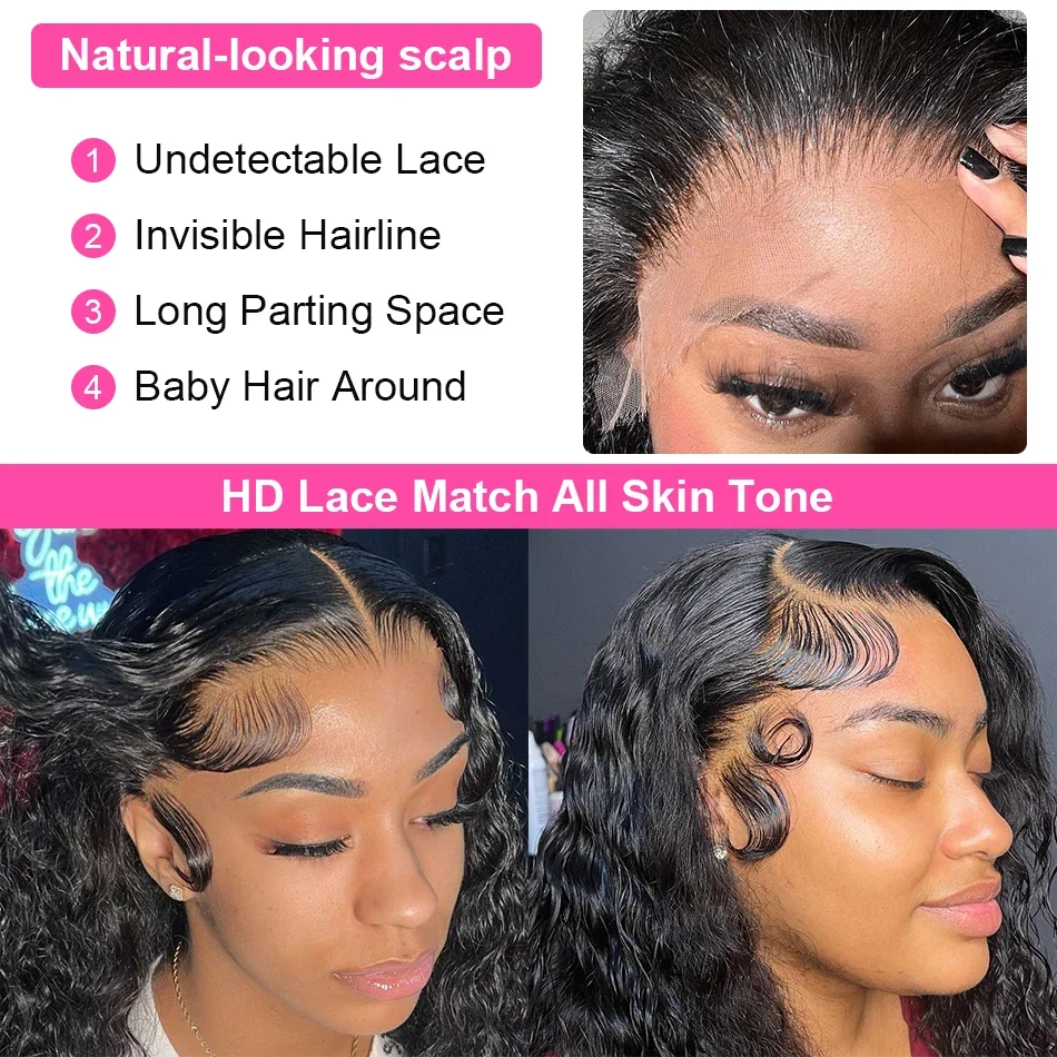 Parrucca frontale con onda profonda sciolta da 30 pollici, densità 250%, parrucca frontale con chiusura riccia in pizzo HD trasparente per donne_voghion.com