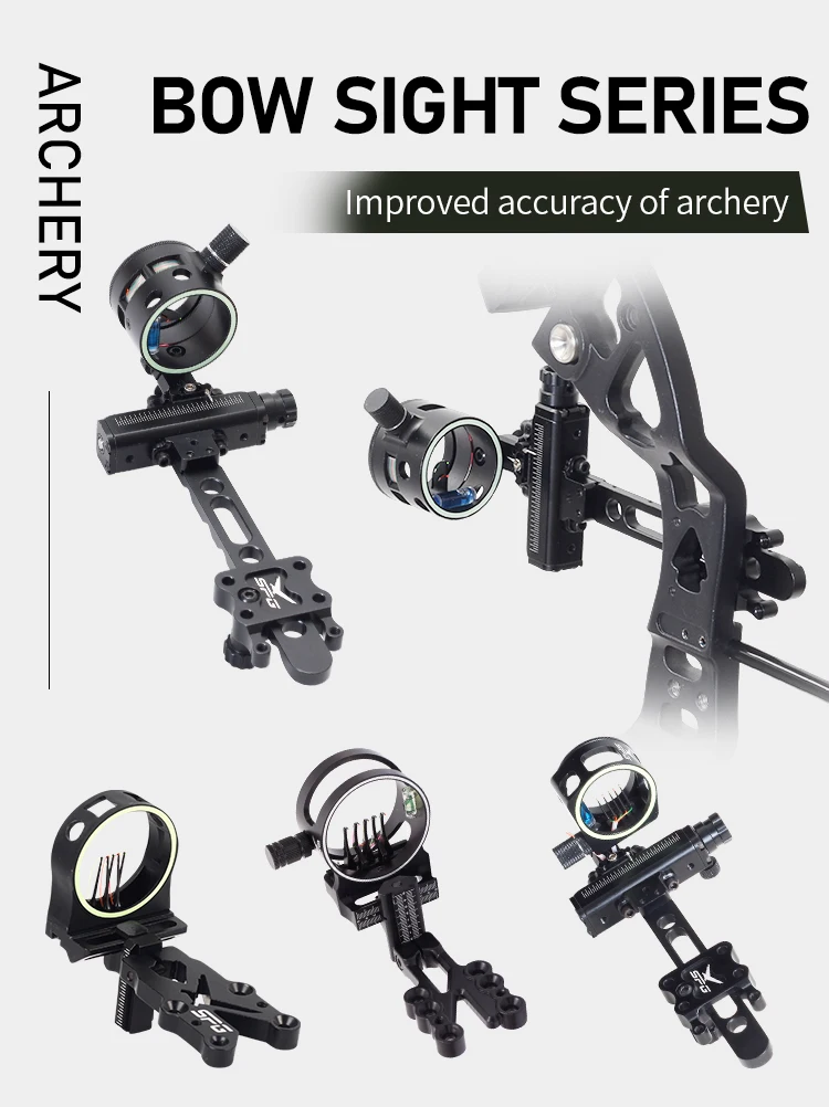 Spg Compound Bow Sight Archery Scope 5/7 Pins Micro Adjustable Metal