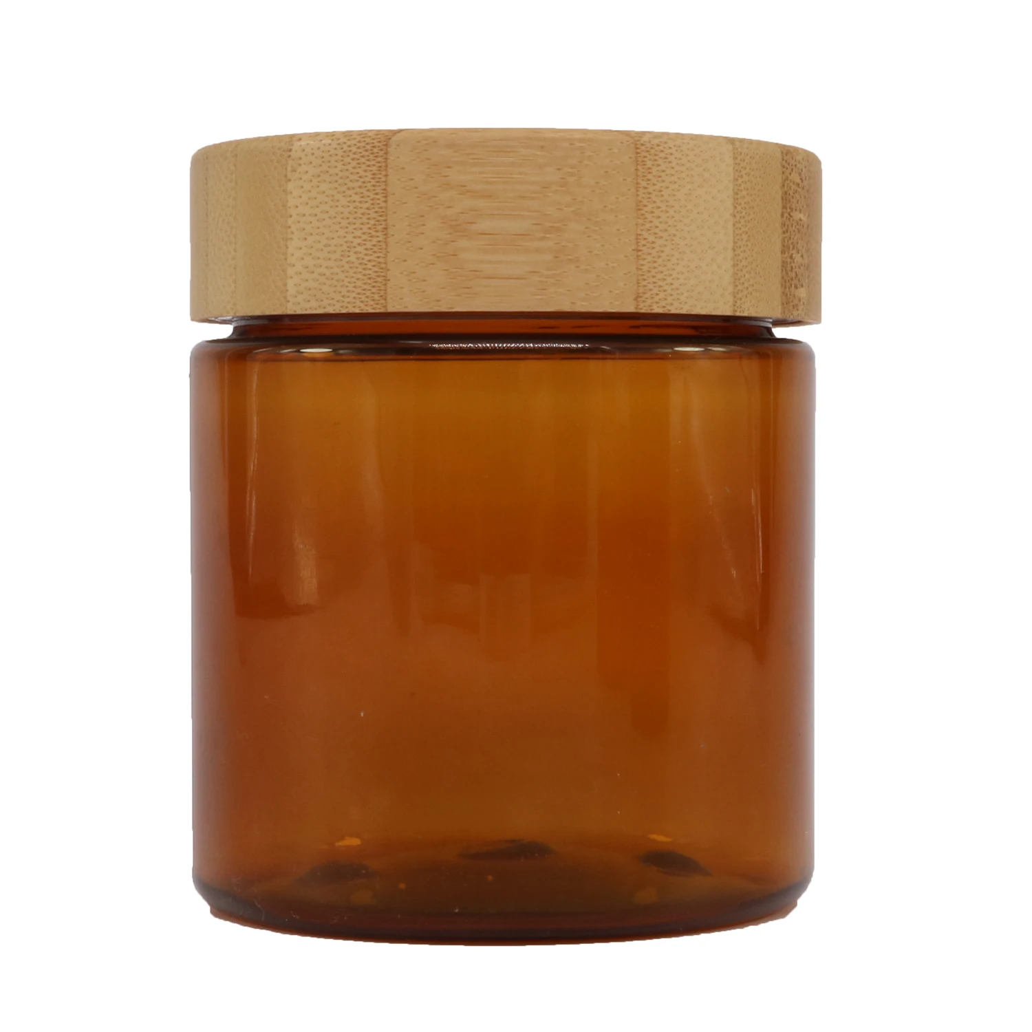 Cosmetic Jar Bamboo Lid Body Scrub BUTTER Cosmetic Cream Container 150ml 150g 250ml 5oz 8oz PET Frosted Amber Plastic Jar With Bamboo Wooden Lids