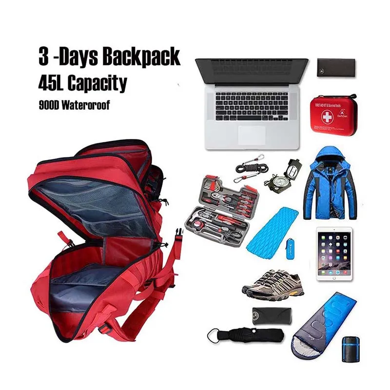 China Factory Customized Outdoor Tactical Backpack Waterproof Trekking Tactical Backpack for Hiking Practical Training Backpacks