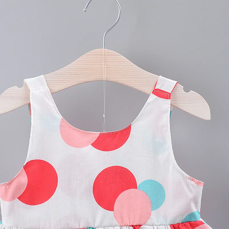 Новый дизайн; Одежда для младенцев; Летнее хлопковое платье без рукавов в горошек для девочек; Коллекция 2021 года; Платье для новорожденных с шапочкой