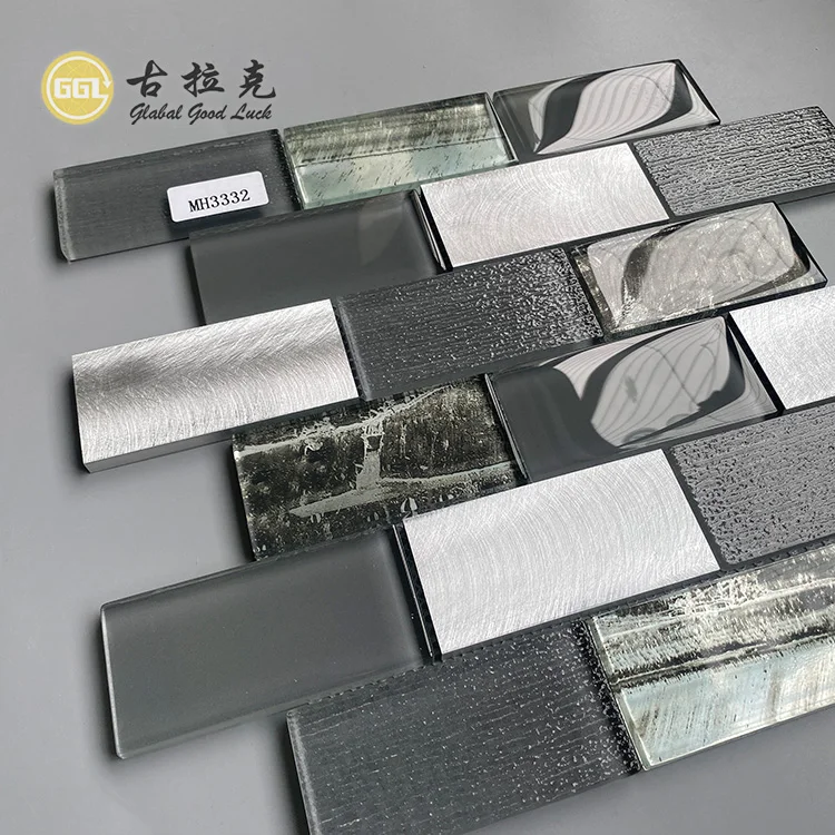 Luxury Glass Mix Metal Tiles Back Splash Kitchen Tiles Crystal Glass Mosaics