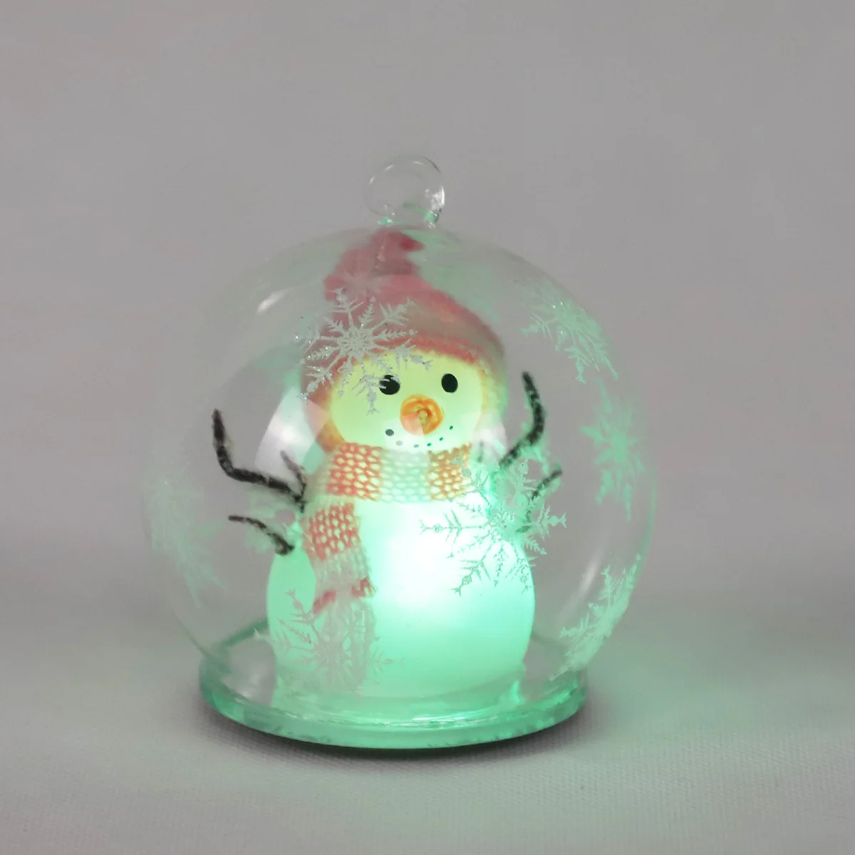 O231 Outdoor LED Lights Shatterproof Glass Led Set Christmas Ball Snowman Custom Christmas Hanging Led Light Hollow Transparent