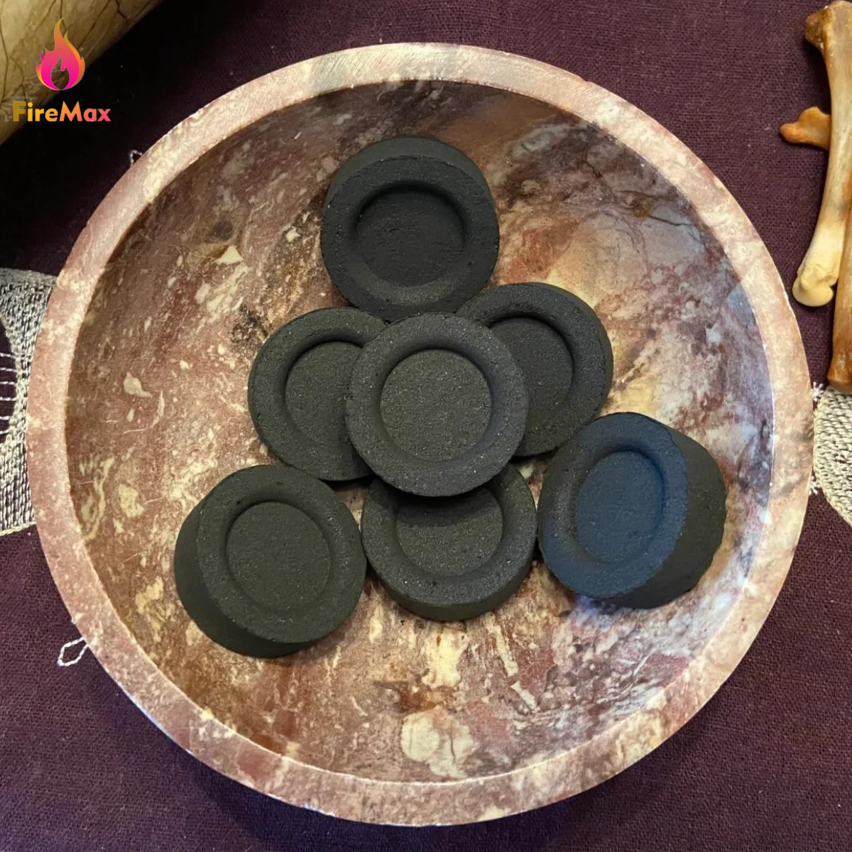 FireMax Instant Incense Charcoal Tablets Fast Light Quick Charcoal Briquettes 22mm-60mm Black Round Hookah Charcoal for Shisha
