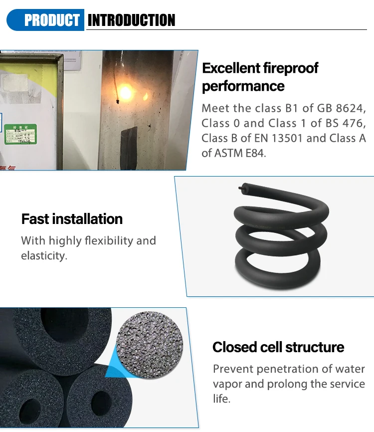 1 Inch Foam Rubber Pipe Insulation Rubber Foam Insulation Tube Pipe