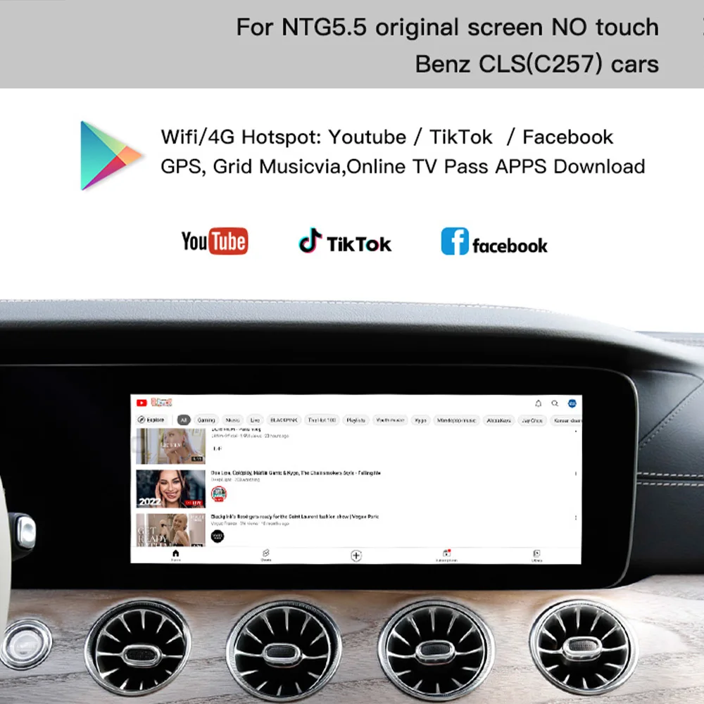 Premium Wireless Android Auto Full Screen LVDS Interface for Mercedes Benz CLS C257 NTG 5.5 Car 12.3 Inch Without Touch