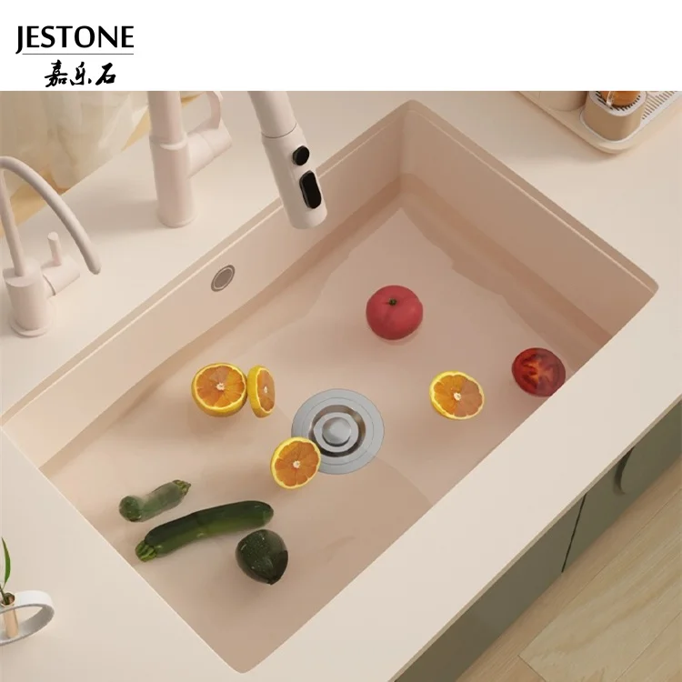 Factory Direct Sales Rectangular Single Bowl Undermount Solid Surface Kitchen Basin Farmhouse Corians White Kitchen Sink