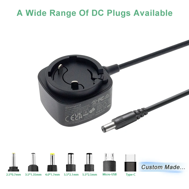 Interchangeable 5V 2A DC Power Supply Adapter