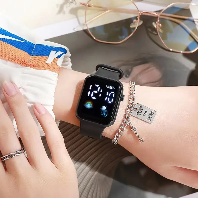 Модные спортивные цифровые часы для мальчиков и девочек пластиковые детские отдыха светодиодные электронные мужские