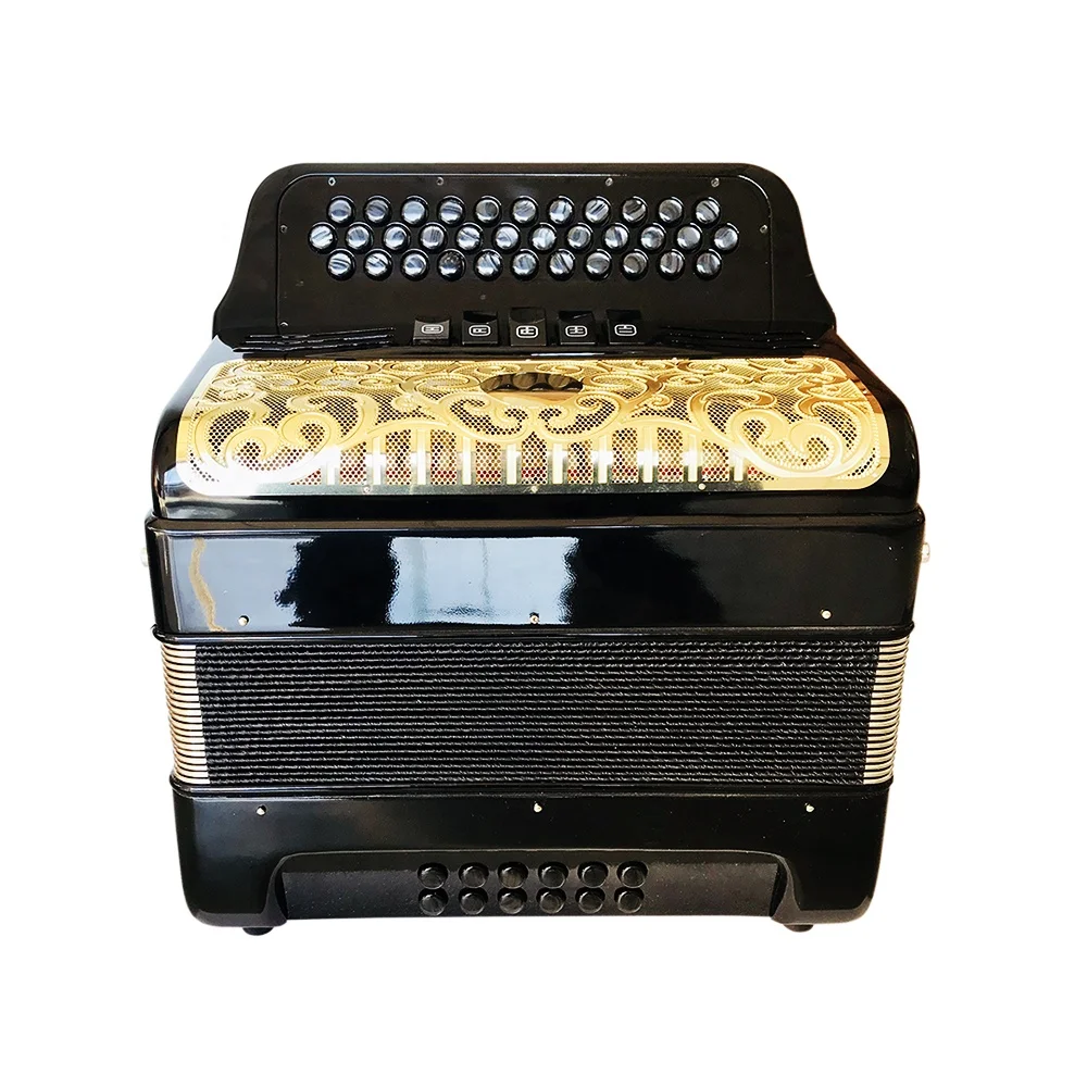 Wholesale Hot Selling Good Quality Black Gold 34 Button 12 Bass Acordeon  Hohner Accordion Diatonic JB3412D From 