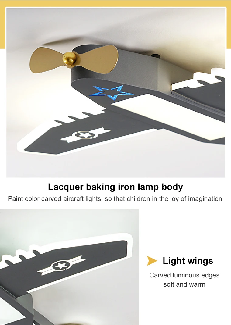 Child room airplane light boy bedroom ceiling light creative personality modern simple cartoon room eye protection lamps